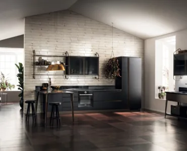 Cucina Moderna Diesel Open Workshop con Top in Corial Gravel di Scavolini