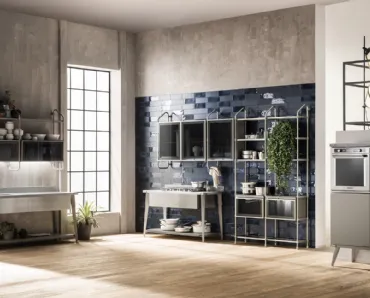 Cucina Moderna Diesel Open Workshop in Acciaio Soft di Scavolini