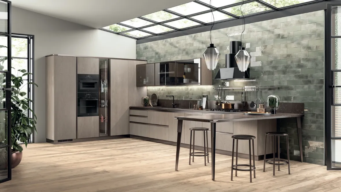 Cucina Moderna Diesel Open Workshop in Rovere Gessato di Scavolini
