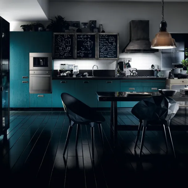 Cucina Moderna Diesel Social Kitchen in Rovere laccato Tempera Indigo di Scavolini