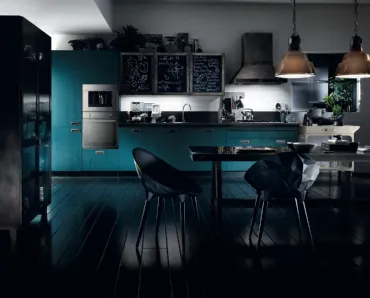 Cucina Moderna Diesel Social Kitchen in Rovere laccato Tempera Indigo di Scavolini