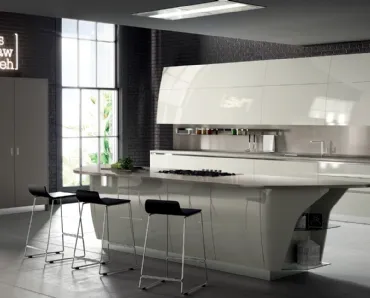Cucina Moderna Flux Swing laccato lucido Avorio di Scavolini
