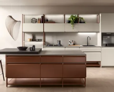 Cucina Moderna Formalia in Grigio Chiaro e Ruggine di Scavolini