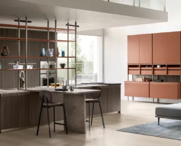 Cucina Moderna Formalia in Noce Arabica e laccato Ruggine di Scavolini