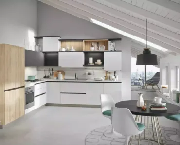 Cucina Moderna angolare Joy Bianco e Rovere di Snaidero