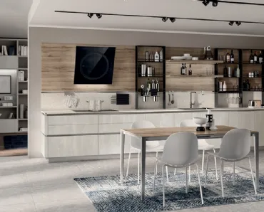 Cucina Moderna Liberamente Concrete Jersey e Rovere Voyage di Scavolini