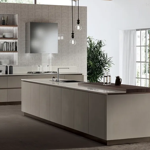 Cucina Moderna Liberamente Biomalta Argilla Delhi e Noce Royal di Scavolini