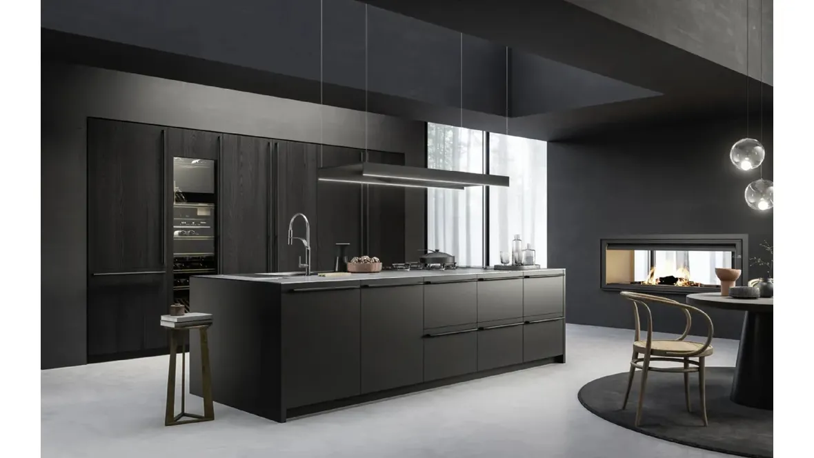 Cucina Moderna con isola M2 Crea Nero di Meson's Cucine