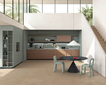 Cucina Moderna M2 Crea Terracotta e Verde di Meson's Cucine
