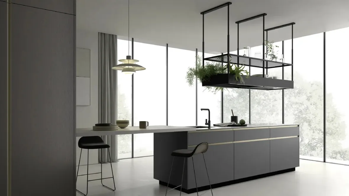 Cucina con penisola M2 Linea Grigio Bromo di Meson's Cucine
