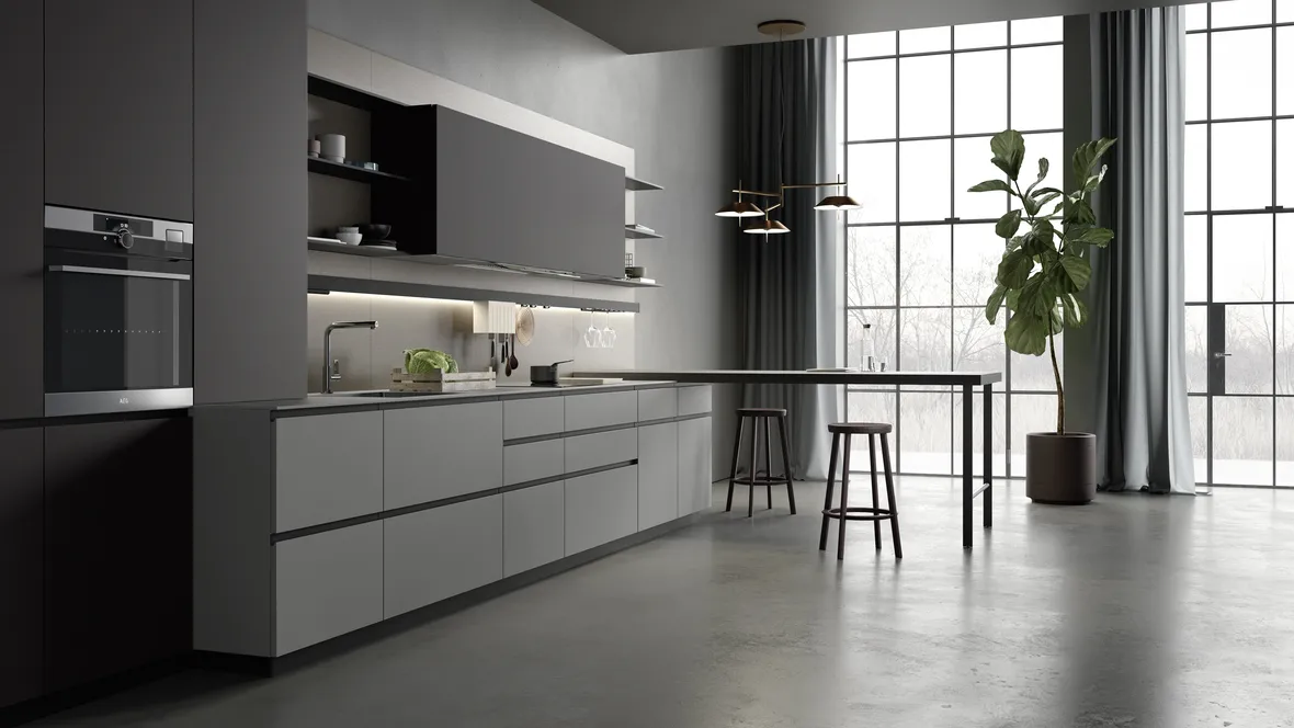 Cucina Moderna con penisola M2 Linea Grigio di Meson's Cucine
