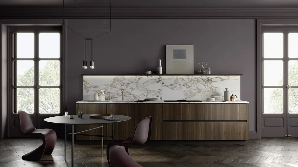 Cucina Moderna M2 Goccia in Rovere e Marmo di Meson's Cucine