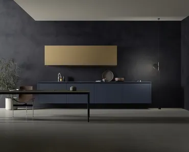 Cucina Moderna sospesa M2 Goccia in Fenix Blu di Meson's Cucine