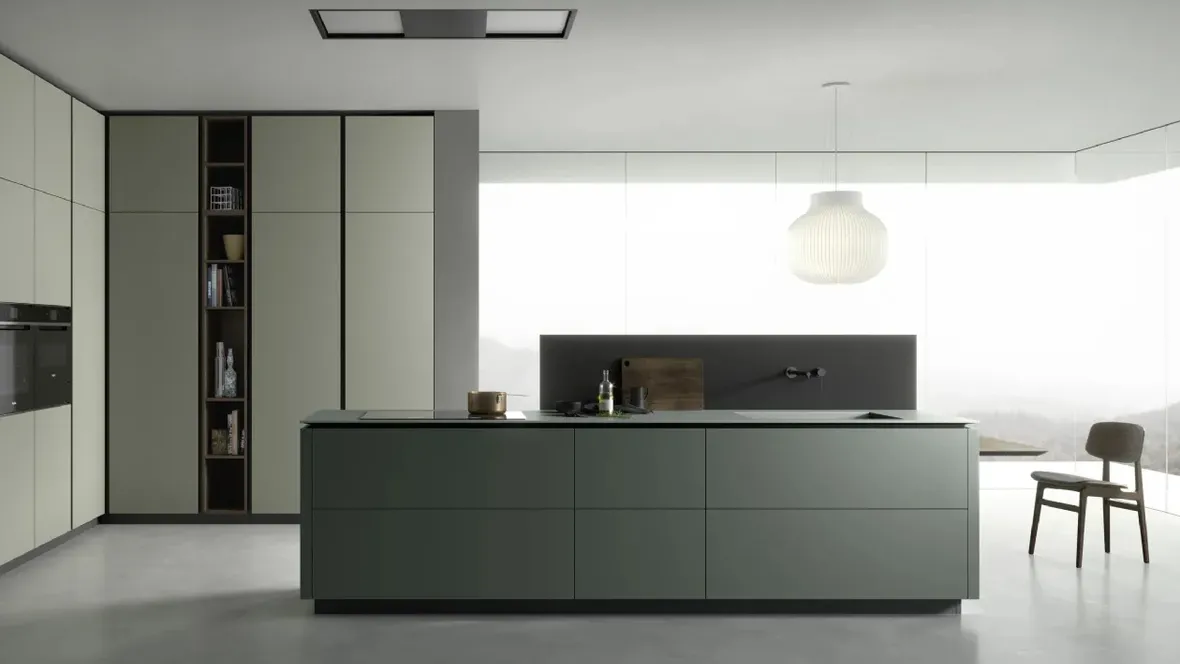 Cucina moderna M2 Goccia in Fenix Verde e Nero di Meson's Cucine