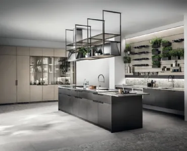 Cucina Moderna Mia in Acciaio Scuro e Biomalta Argilla Dehli di Scavolini