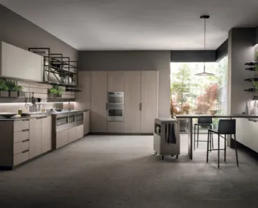 Cucina Moderna Mia in Rovere Gessato e Biomalta Argilla Lima di Scavolini