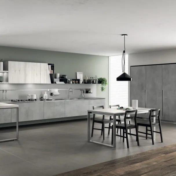 Cucina Moderna Mood in Concrete Brooklyn e Rovere Actual di Scavolini