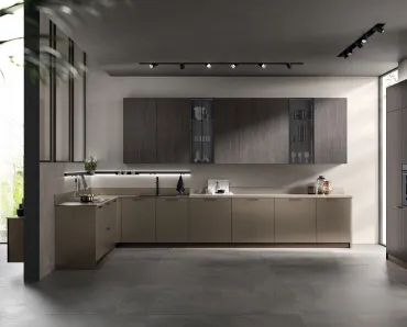 Cucina Moderna Musa in vetro opaco Grigio Matera e decorativo Oriental di Scavolini