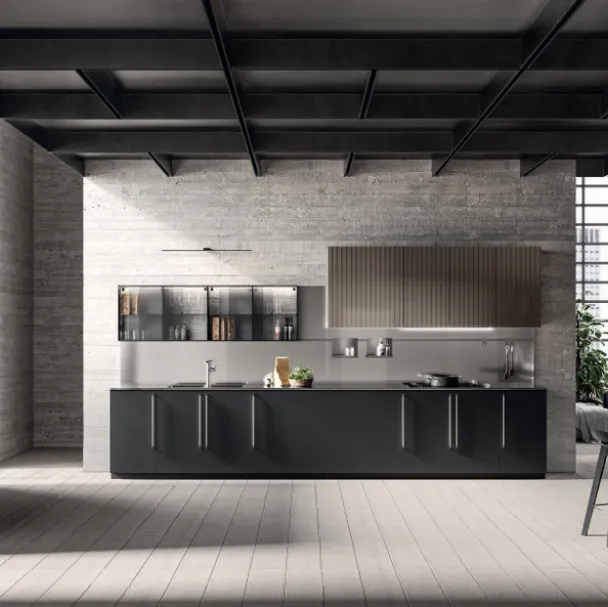 Cucina Moderna Musa in Fenix Nero Ingo e laccato lucido effetto perlato di Scavolini