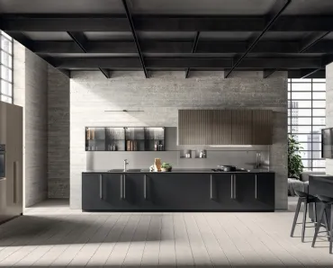 Cucina Moderna Musa in Fenix Nero Ingo e laccato lucido effetto perlato di Scavolini