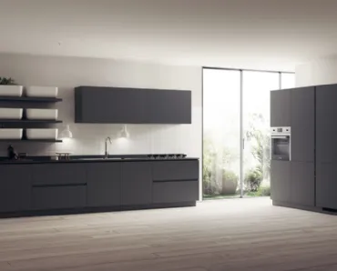 Cucina Moderna Qi in laccato opaco Grigio Ferro di Scavolini