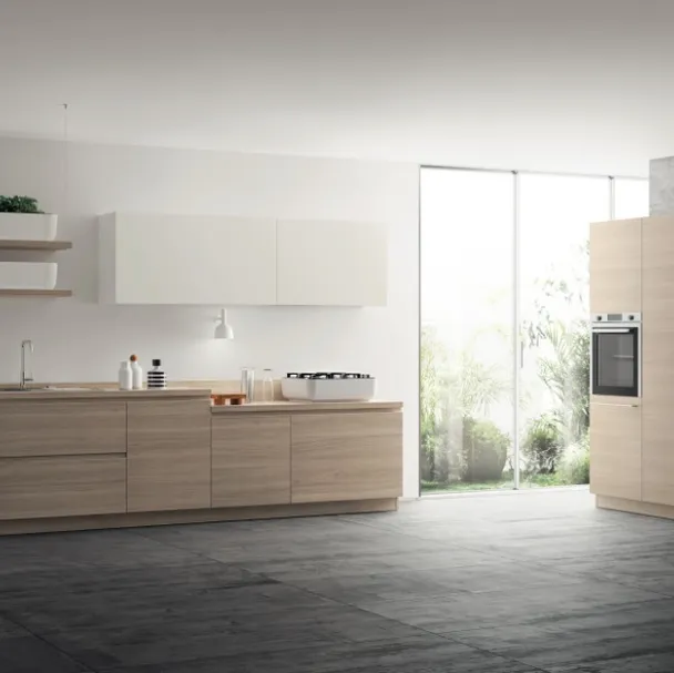 Cucina Moderna Qi in Olmo Hono e Bianco Prestige di Scavolini