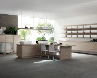 Cucina Moderna con isola e penisola Qi in Olmo Hono di Scavolini