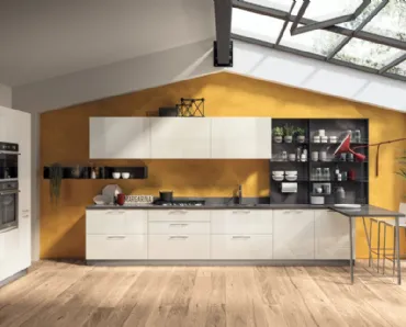 Cucina Moderna con penisola Sax in laccato lucido Bianco di Scavolini