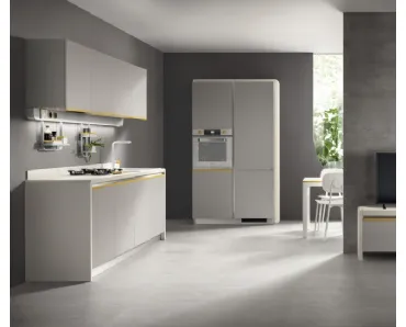 Cucina Moderna Dandy Plus Grigio con maniglia Giallo Senape di Scavolini