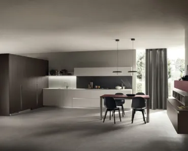 Cucina Moderna DeLinea in laccato Grigio Chiaro e Rovere Grafite di Scavolini