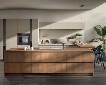 Cucina Moderna Motus in Rovere Landscape e laccato opaco Visone di Scavolini