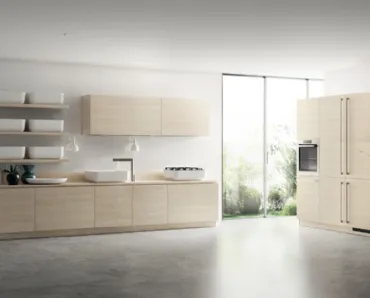 Cucina Moderna Qi in Olmo Kuuki con maniglia a gola di Scavolini