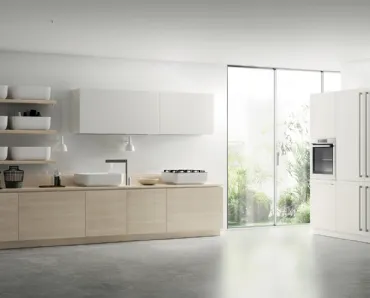 Cucina Moderna Qi in Olmo Kuuki e Bianco Puro di Scavolini