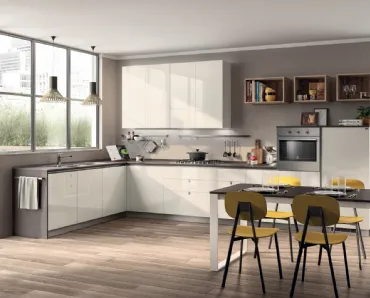 Cucina Moderna angolare Urban & Urban in laccato Bianco lucido di Scavolini