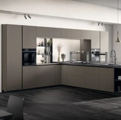 Cucina Moderna con penisola DeLinea Grigio Londra di Scavolini