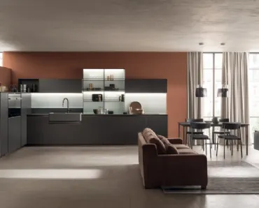 Cucina su misura DeLinea in laccato opaco Grigio Ferro di Scavolini