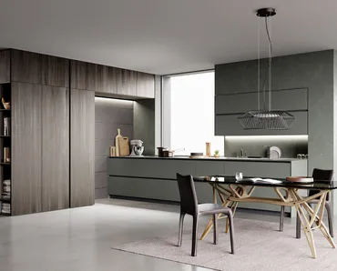 Cucina su misura lineare M2 Goccia in Fenix Verde di Meson's Cucine