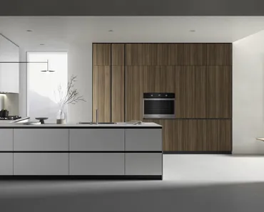 Cucina su misura con penisola M2 Linea n laccato Bianco di Meson's Cucine