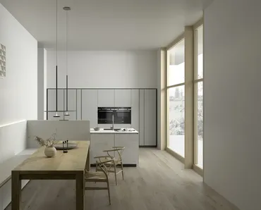 Cucina su misura M2 Linea in laminato Omnia Kandia Bianco di Meson's Cucine