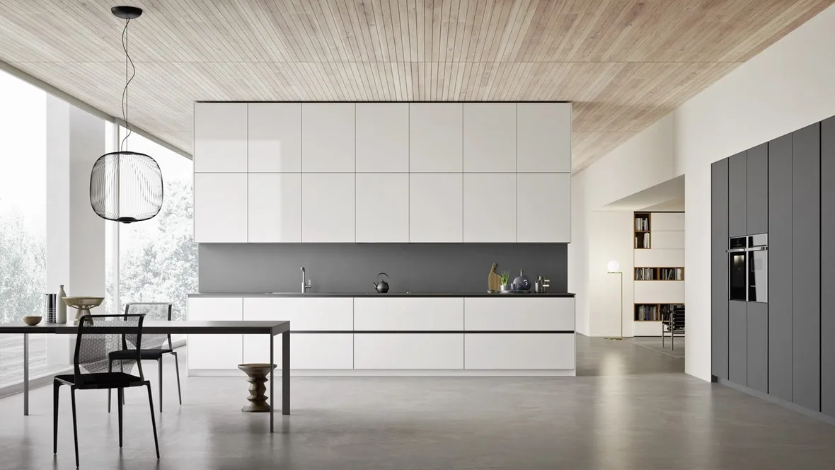 Cucina su misura ME Materia Artico in laccato Bianco lucido di Meson's Cucine