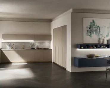 Cucina su misura Mia in Biomalta Argilla Dehli e Blu Moon di Scavolini