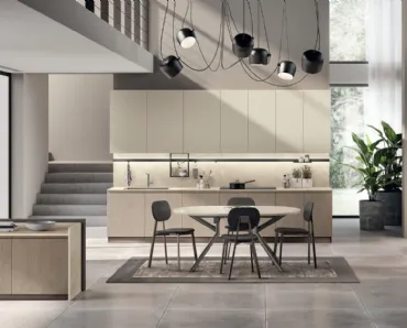 Cucina su misura Motus in Rovere Gessato e Grigio Gabbiano