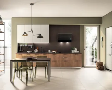 Cucina su misura Sax in decorativo Rovere Land e Nebbia di Scavolini