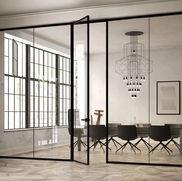 Porta battente per interni in vetro con telaio in alluminio All Ways di Albed