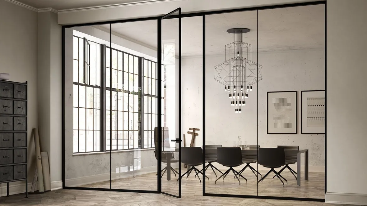 Porta battente per interni in vetro con telaio in alluminio All Ways di Albed