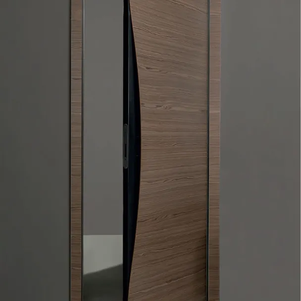 Porta per interni di design in legno noce canaletto con serratura magnetica Blow di Albed