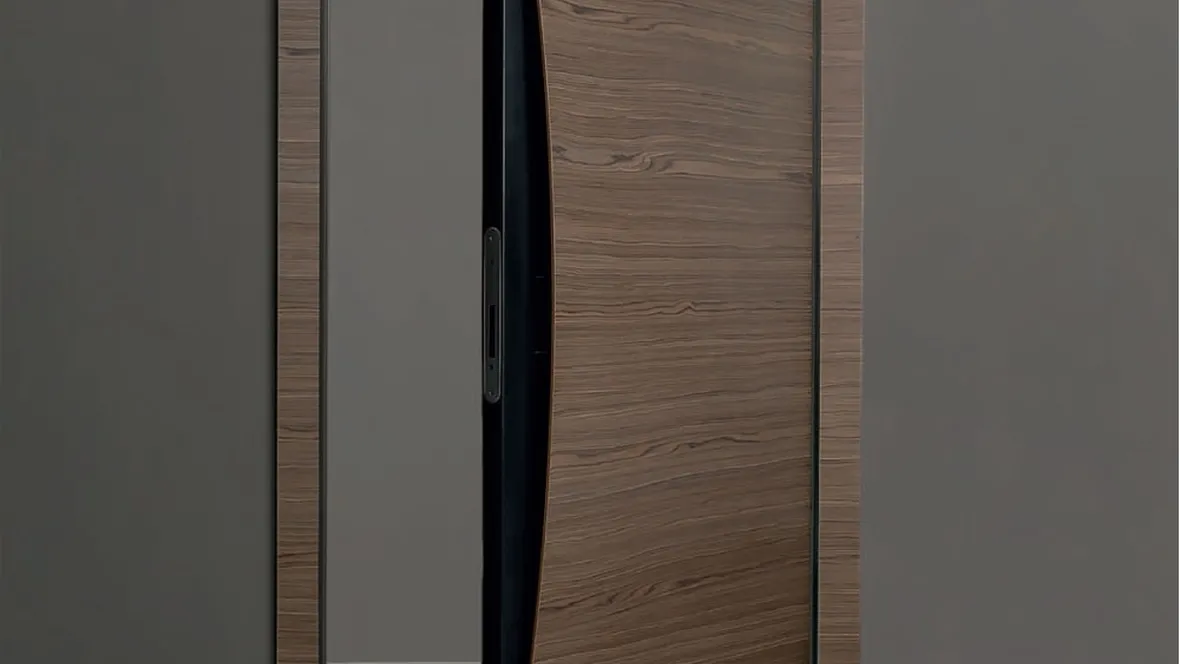 Porta per interni di design in legno noce canaletto con serratura magnetica Blow di Albed