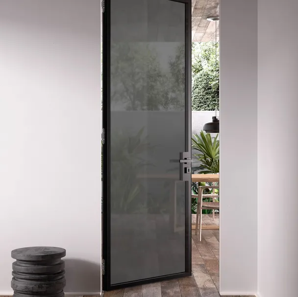 Porta per interni in vetro con telaio in allumiio Next di Albed