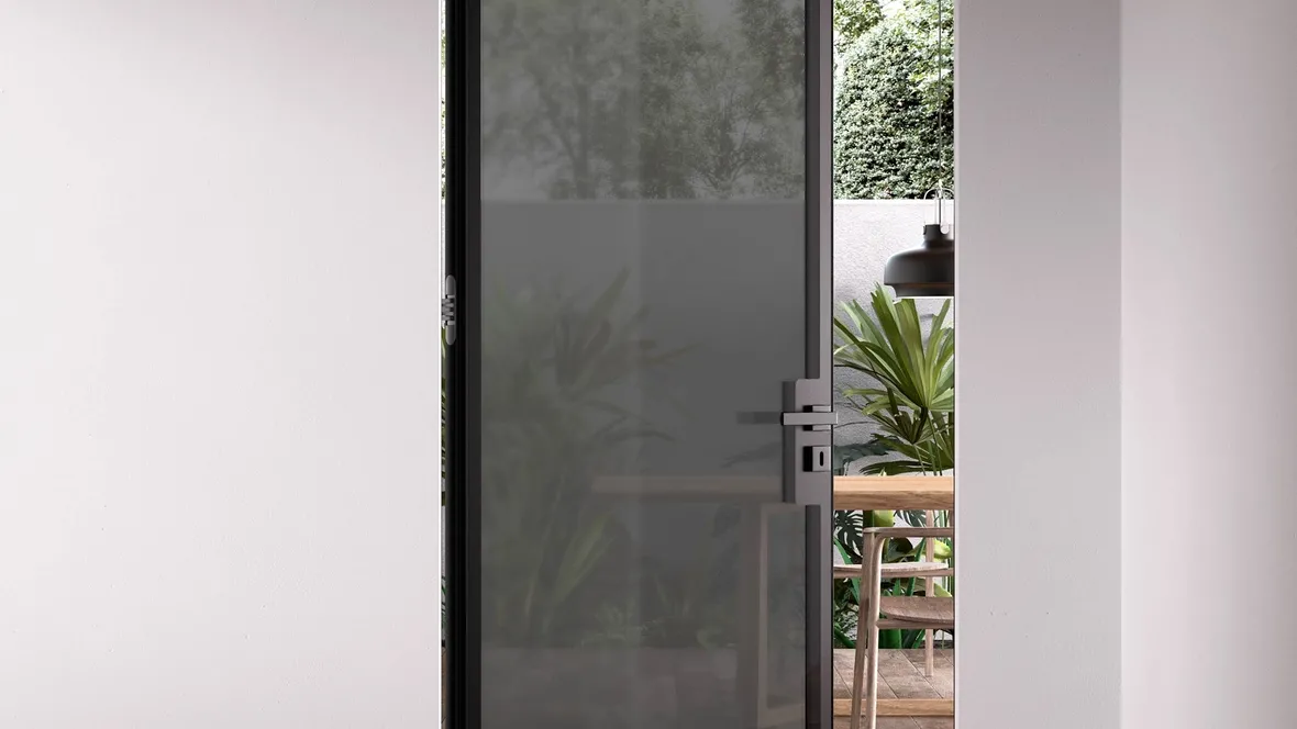 Porta per interni in vetro con telaio in allumiio Next di Albed