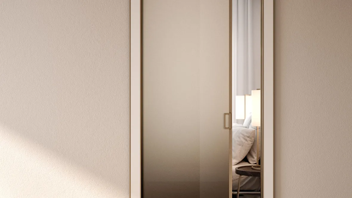 Porta per interni Quadra Scorrevole in vetro con telaio in alluminio di Albed